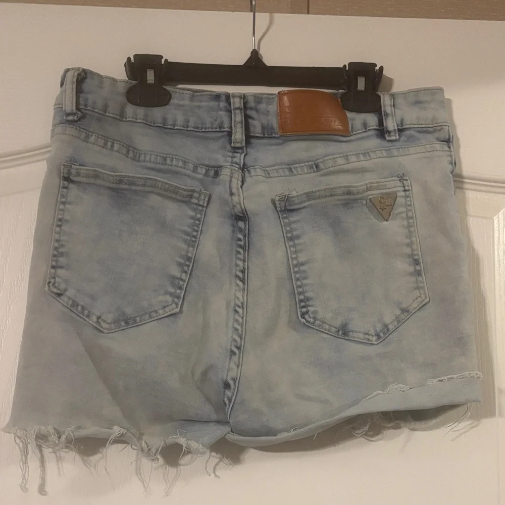 5 for $25!! Casual Light Blue Distressed Denim Shorts - Picture 3 of 3